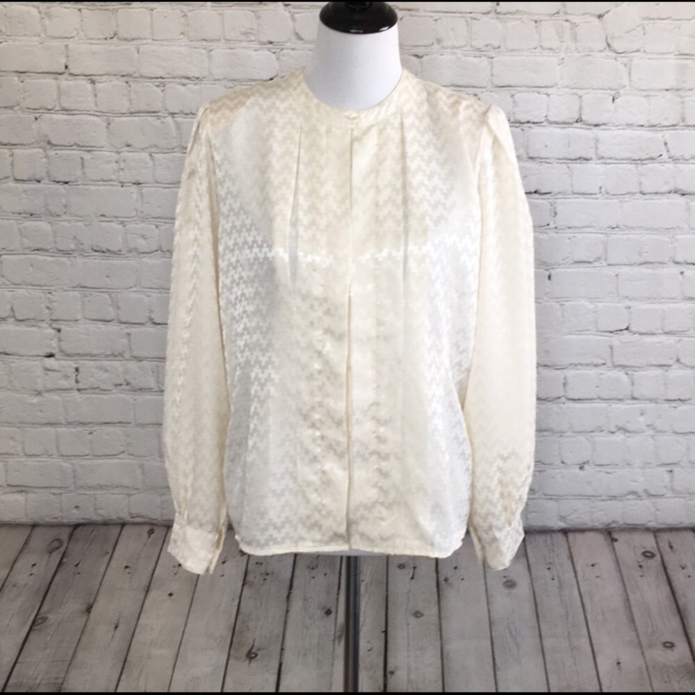 Vintage Neiman Marcus Cream Pleated Blouse